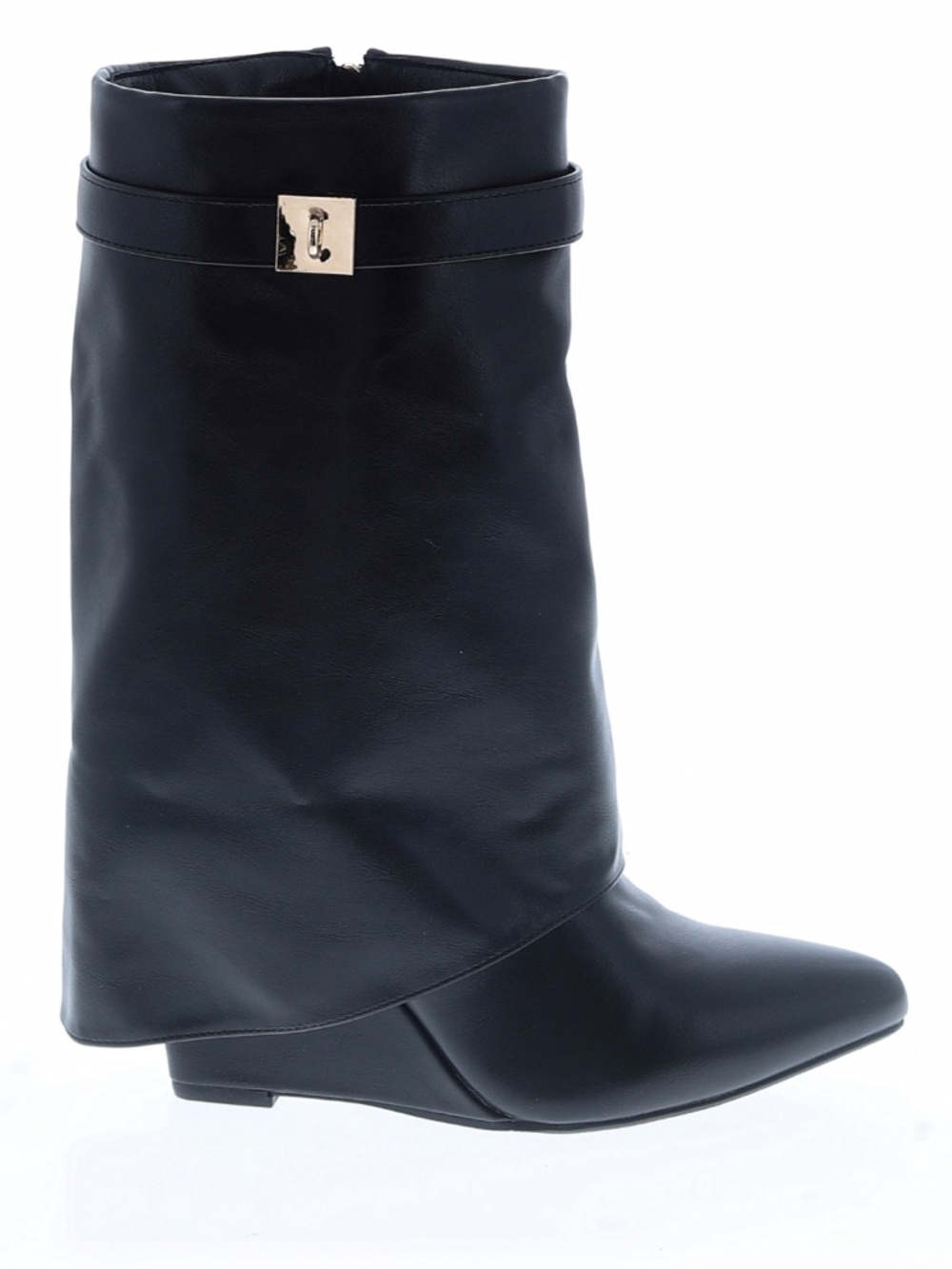 Black Mid Calf Boots Size 8 Minimalist Slouchy Low Heel Chic Everyday Boots